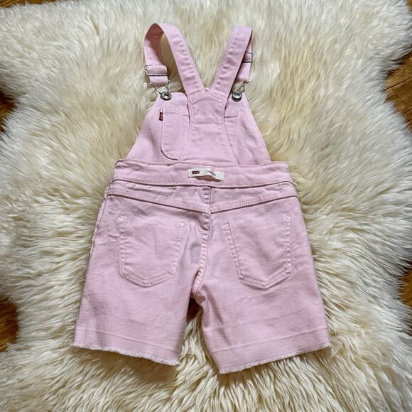 Levi’s Pink denim Shortalls Short Overalls 3T Girls - Picture 8 of 8